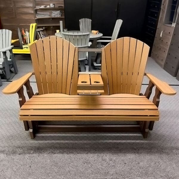 Sofa Glider w/ Drop Down Table Brown/ Mahogany