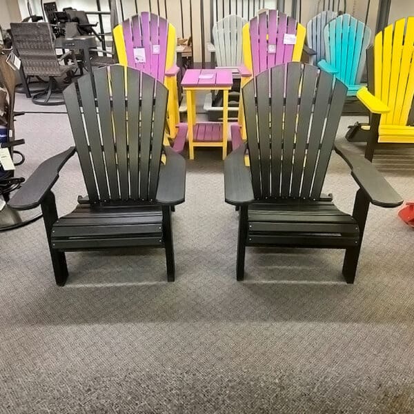 Black Folding Chairs & End Table