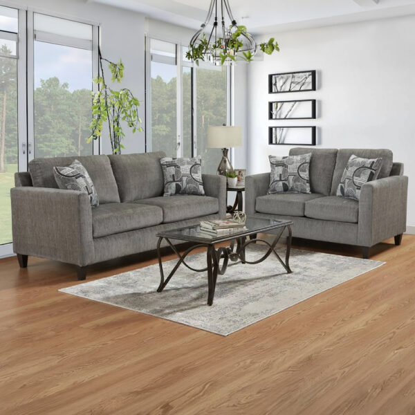 Sims Charcoal Sofa, Loveseat & Recliner
